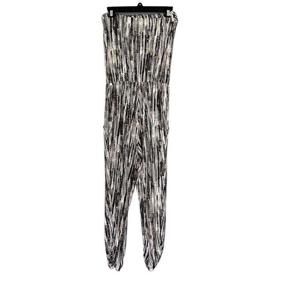 Peyton Jensen Peri black and white abstract strapless capri jumpsuit small - Picture 1 of 7